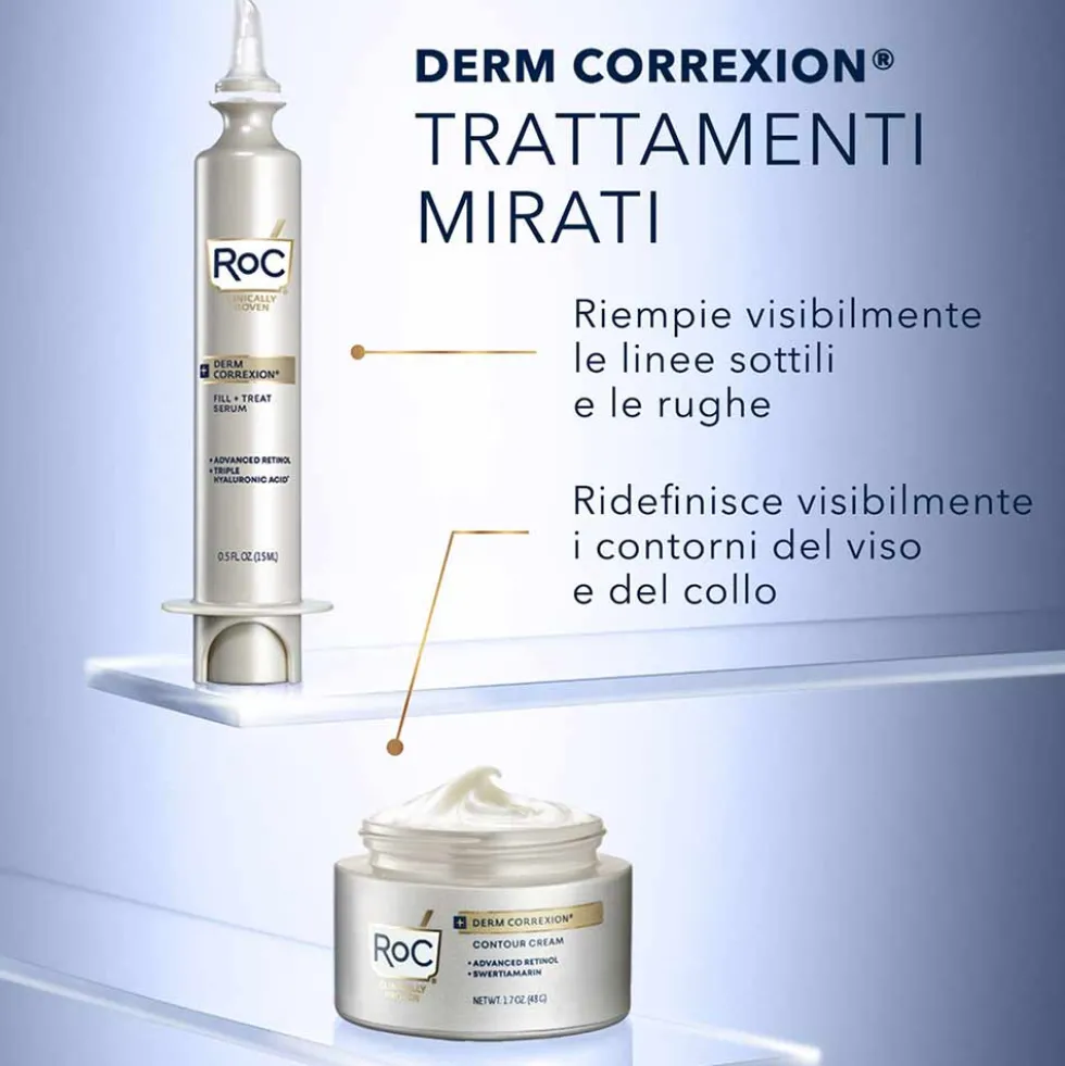 RoC Derm Correxion - Fill + Treat Siero Viso Retinolo e Acido Ialuronico, 15ml