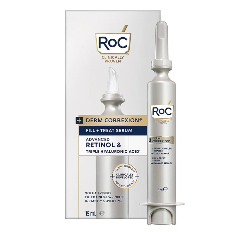 RoC Derm Correxion - Fill + Treat Siero Viso Retinolo e Acido Ialuronico, 15ml