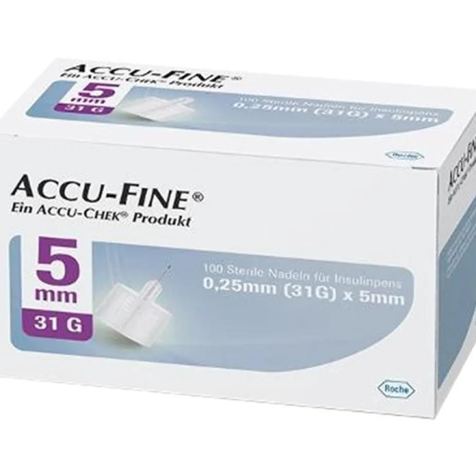 Roche Accu-Chek Accu-Fine 31G x 5 mm - Aghi sterili per penne da insulina, 100 pezzi