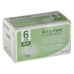 Roche Accu-Fine 32G 6 mm - Aghi sterili monouso per l'iniezione di insulina, 100 pezzi