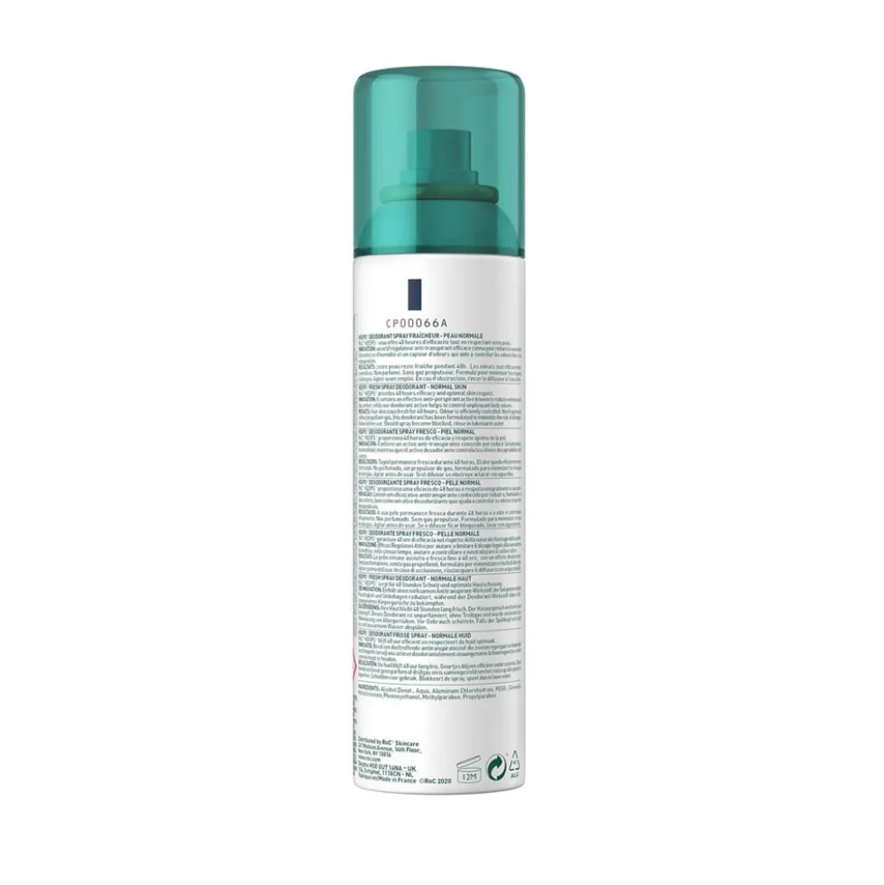RoC Keops - Deodorante spray fresco senza profumo con efficacia 48h per l'ipersudorazione, 100 ml