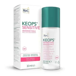 RoC Keops Sensitive - Deodorante roll-on 48h per la pelle sensibile senza alcol e profumo, 30 ml