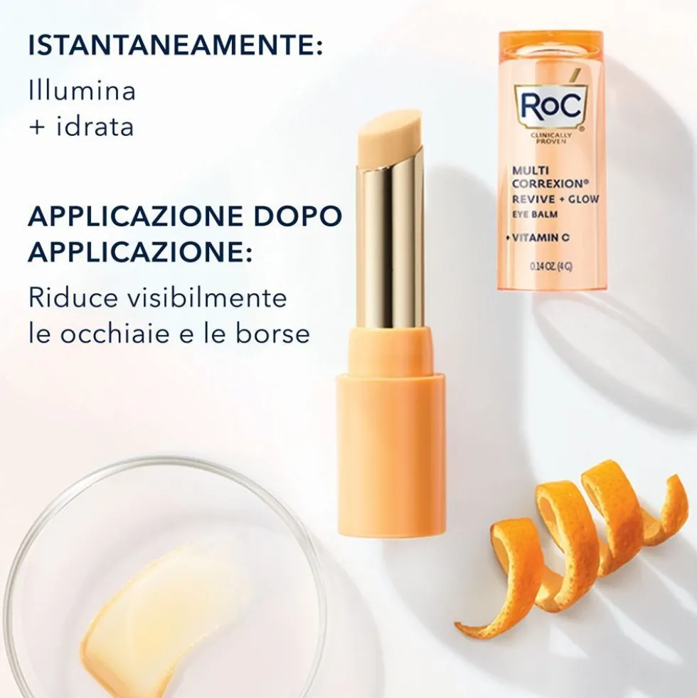 RoC Multi Correxion Revive + Glow - Balsamo occhi in stick illuminante contro le occhiaie, 4 g