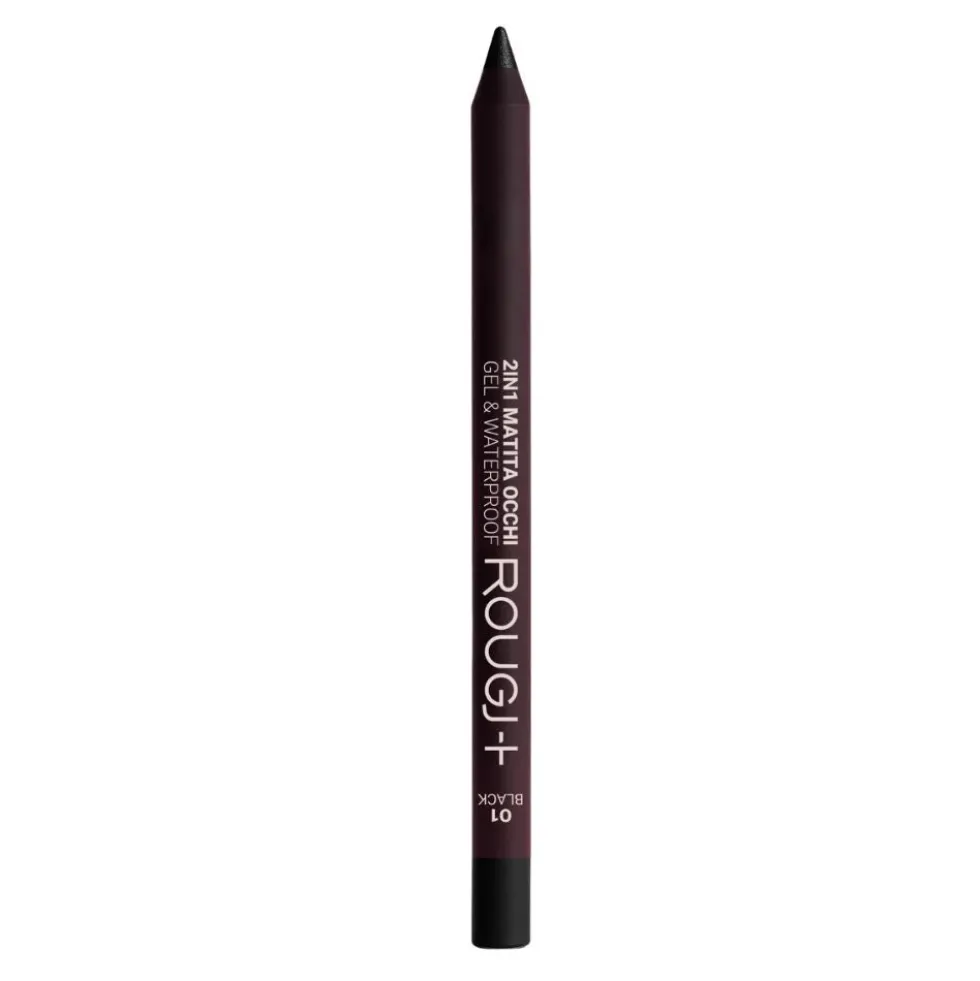 Rougj 2 in 1 Matita Occhi Gel e Waterproof colore 01 Black, 1.23g