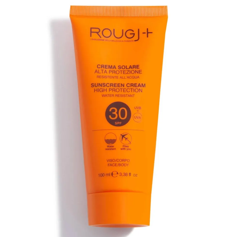 Rougj Solare - Crema solare SPF 30 ad alta protezione per il viso e il corpo, 100 ml