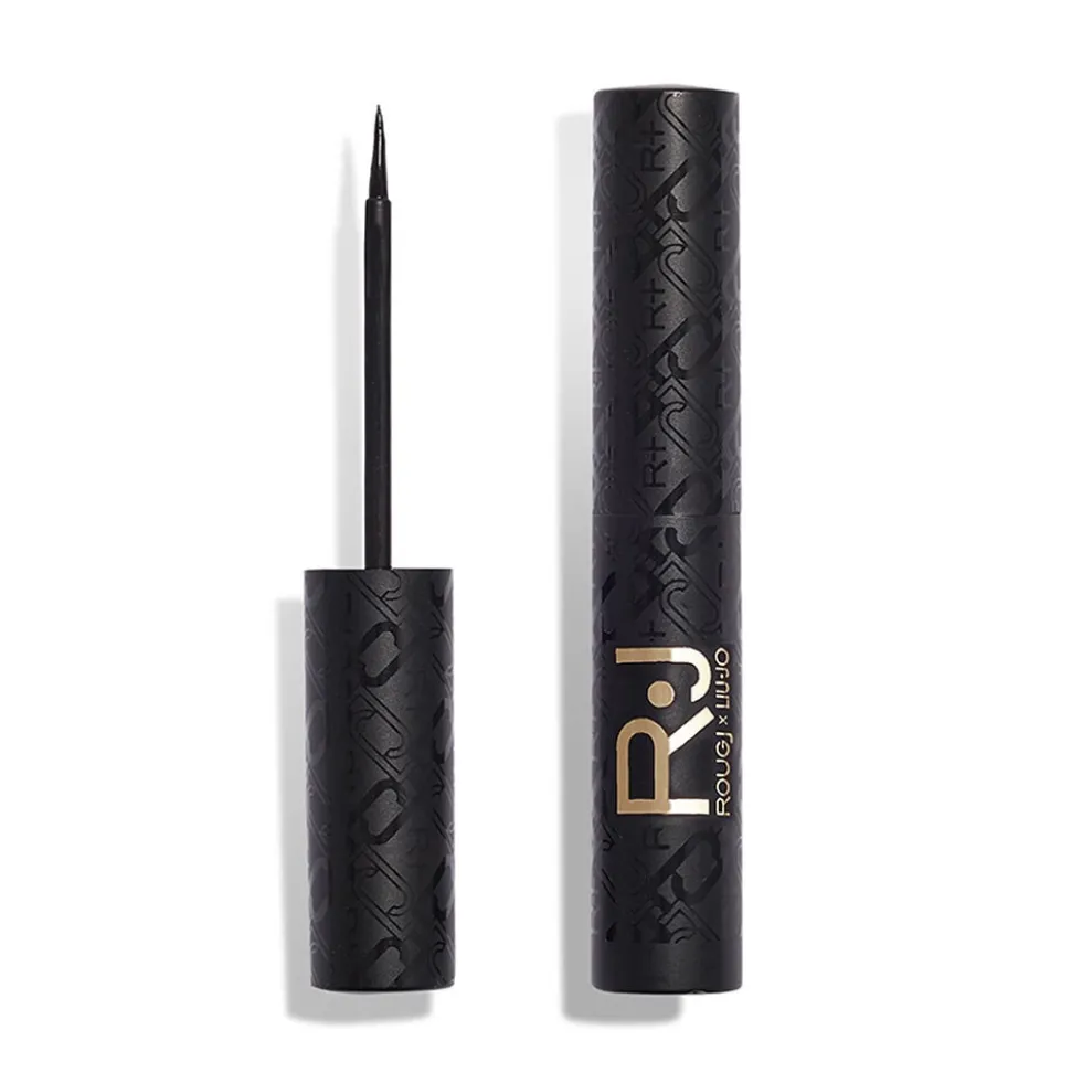 Rougj x Liu Jo Eyeliner Sport - Eyeliner liquido nero resistente all'acqua e a lunga tenuta, 5 ml