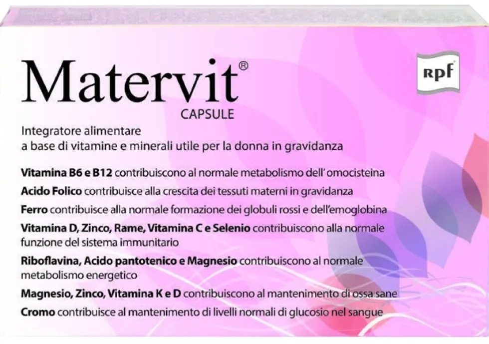 Rpf Matervit - Integratore multivitaminico in capsule Rpf Matervit per la gravidanza, 30 capsule
