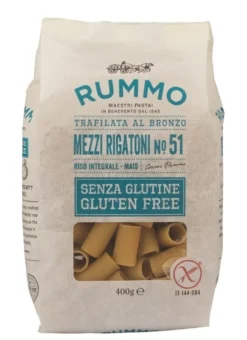 Rummo Senza Glutine - Mezzi Rigatoni N.51 Di Riso Integrale E Mais, 400g