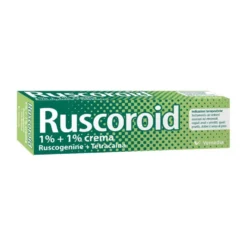 Ruscoroid Crema 1% + 1% Ruscogenina + Tetracaina per Emorroidi Ragadi Anali e Proctiti, 40g