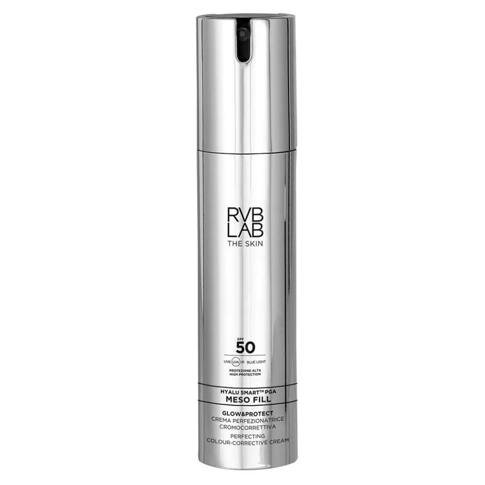 RVB Lab Meso Fill - Crema viso cromocorrettiva per le macchie e le rughe con SPF 50, 50 ml
