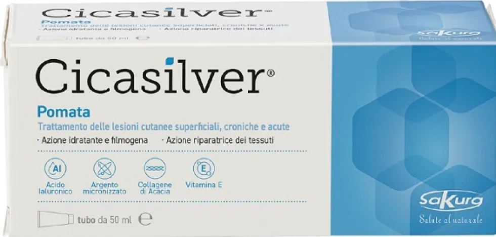 Sakura Cicasilver Pomata - Pomata vitamina e per il trattamento di lesioni cutanee, 50 ml