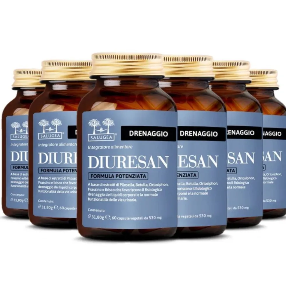 Salugea Diuresan Formula Potenziata Integratore Drenante Naturale, 60 Capsule Vegetali