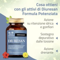 Salugea Diuresan Formula Potenziata Integratore Drenante Naturale, 60 Capsule Vegetali