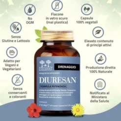 Salugea Diuresan Formula Potenziata Integratore Drenante Naturale, 60 Capsule Vegetali