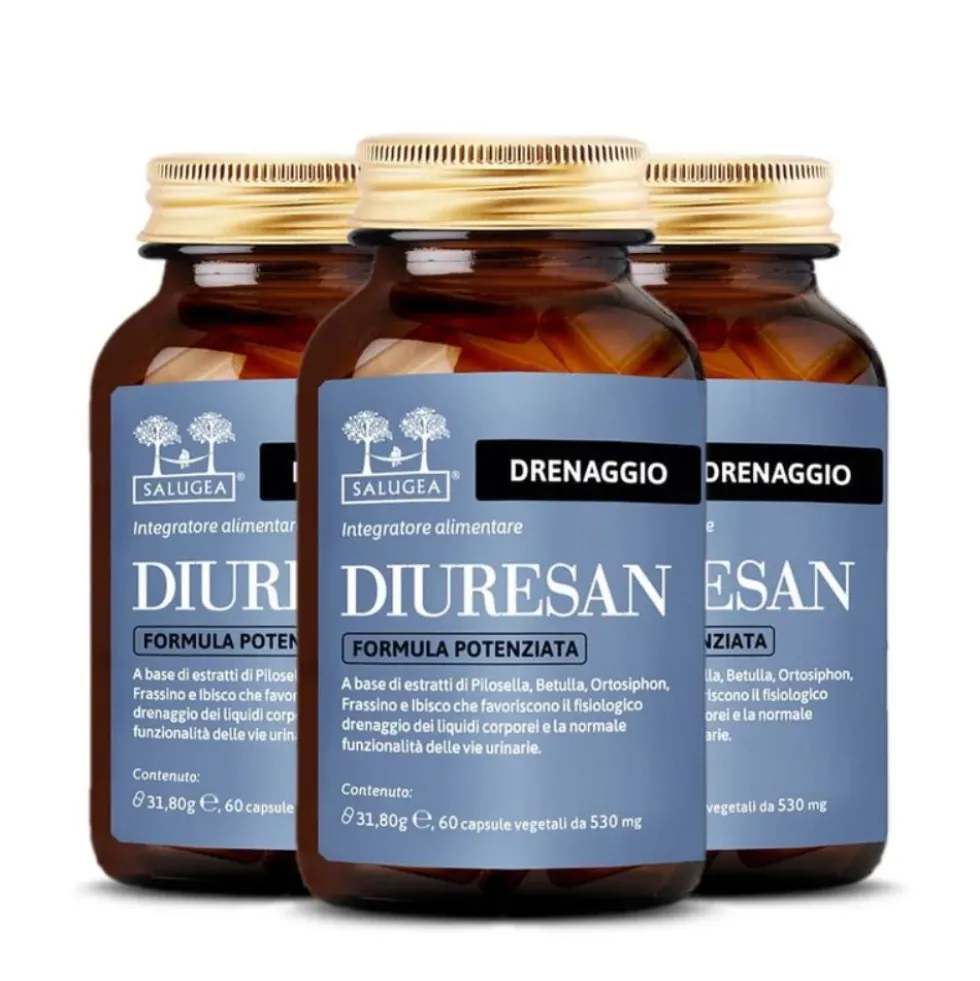 Salugea Diuresan Formula Potenziata Integratore Drenante Naturale, 60 Capsule Vegetali