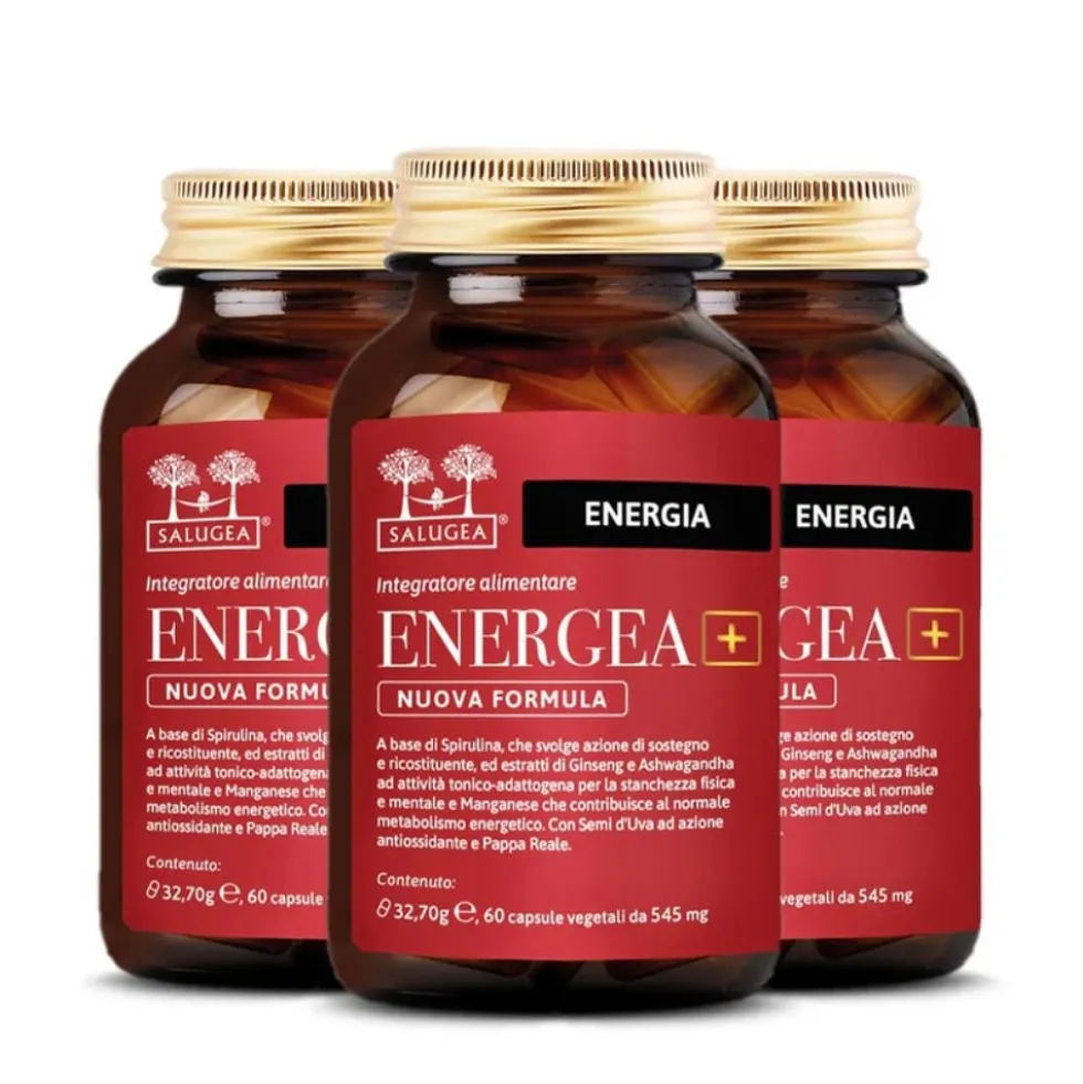 Salugea Energea+ Nuova Formula Integratore Energia e Vitalità, 60 Capsule Vegetali