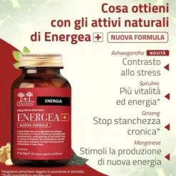 Salugea Energea+ Nuova Formula Integratore Energia e Vitalità, 60 Capsule Vegetali