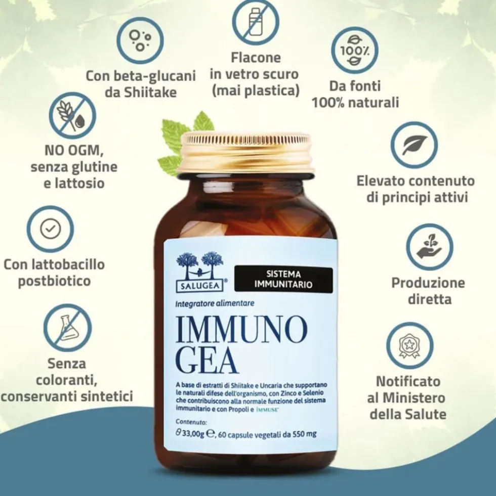 Salugea ImmunoGea Integratore Difese Immunitarie Adulti, 60 Capsule Vegetali