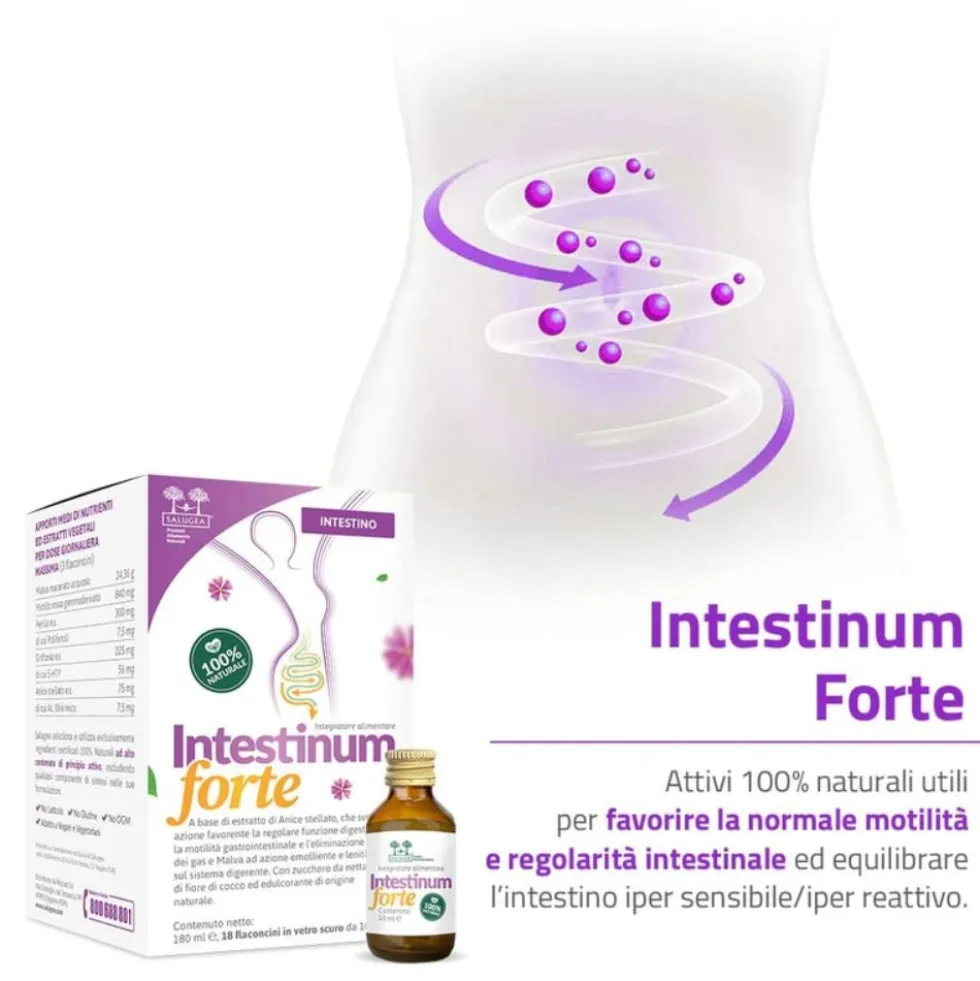 Salugea Intestinum Forte Integratore Intestino, 18 Flaconcini