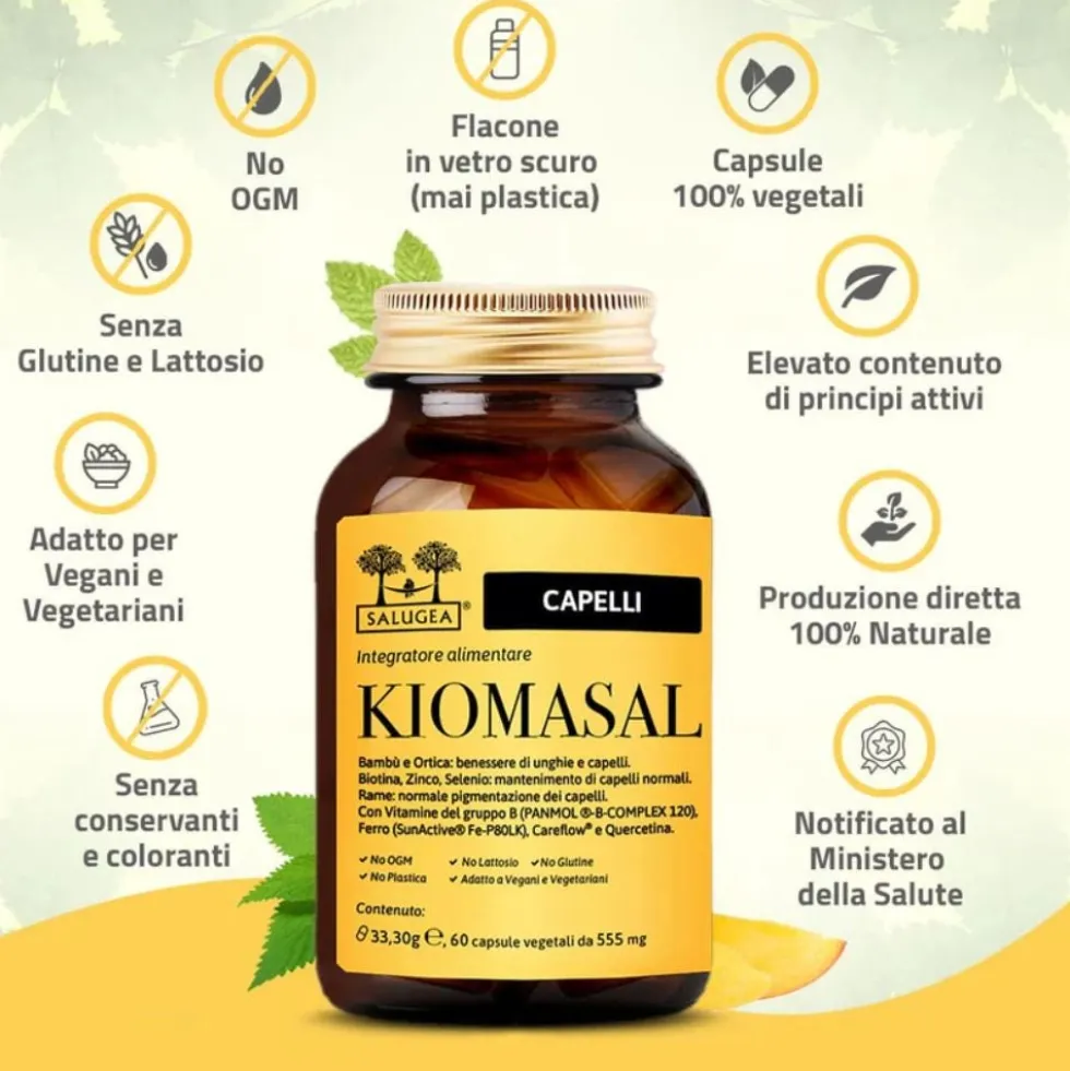 Salugea Kiomasal Integratore Capelli Pelle e Unghie, 60 Capsule Vegetali