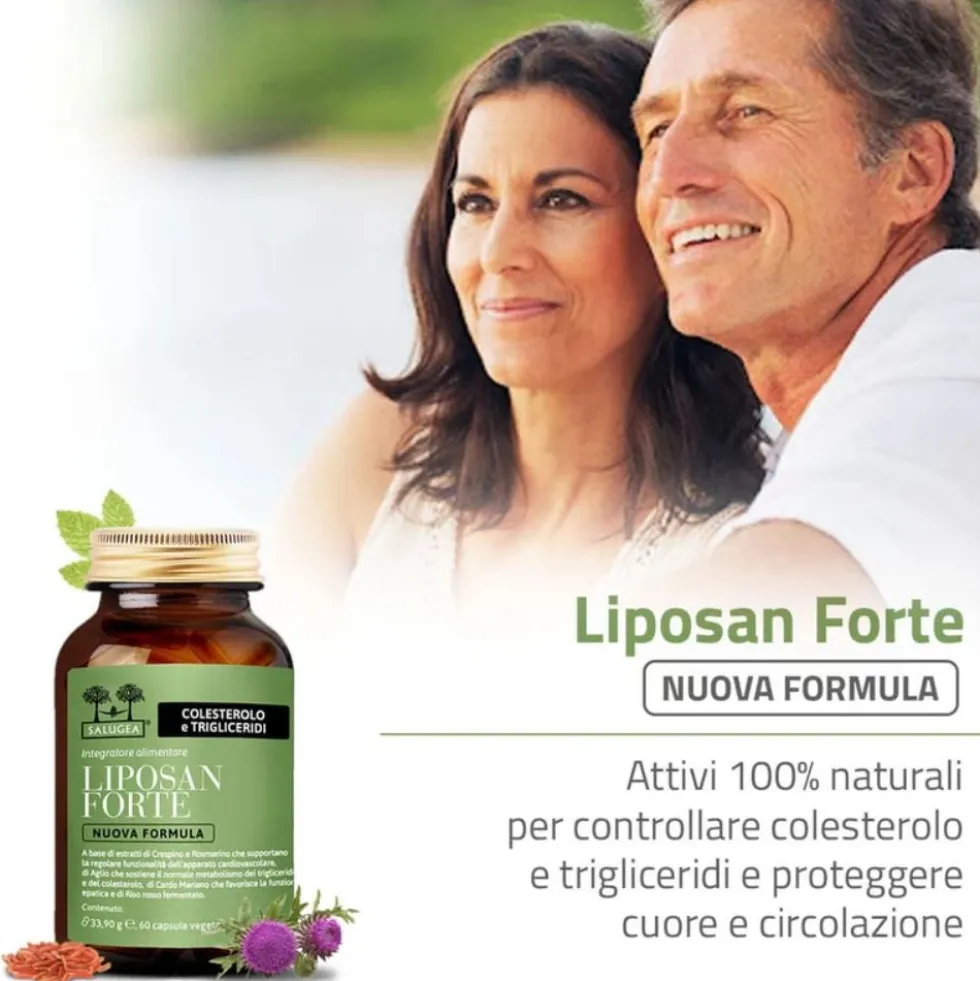 Salugea Liposan Forte Nuova Formula Integratore Colesterolo e Trigliceridi, 60 Capsule Vegetali