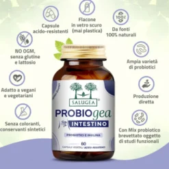 Salugea ProbioGea Intestino Integratore Probiotico, 60 Capsule Vegetali Acido-Resistenti