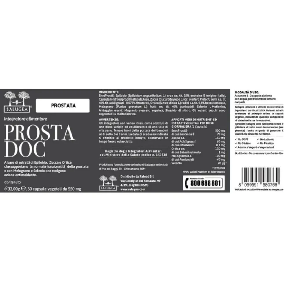 Salugea Prostadoc Integratore Prostata, 60 Capsule Vegetali