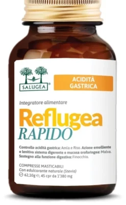Salugea Reflugea Rapido - Integratore per l'acidità gastrica e la digestione, 45 compresse