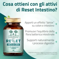 Salugea Reset Intestino Integratore Detox, 60 Capsule Vegetali Acido-Resistenti