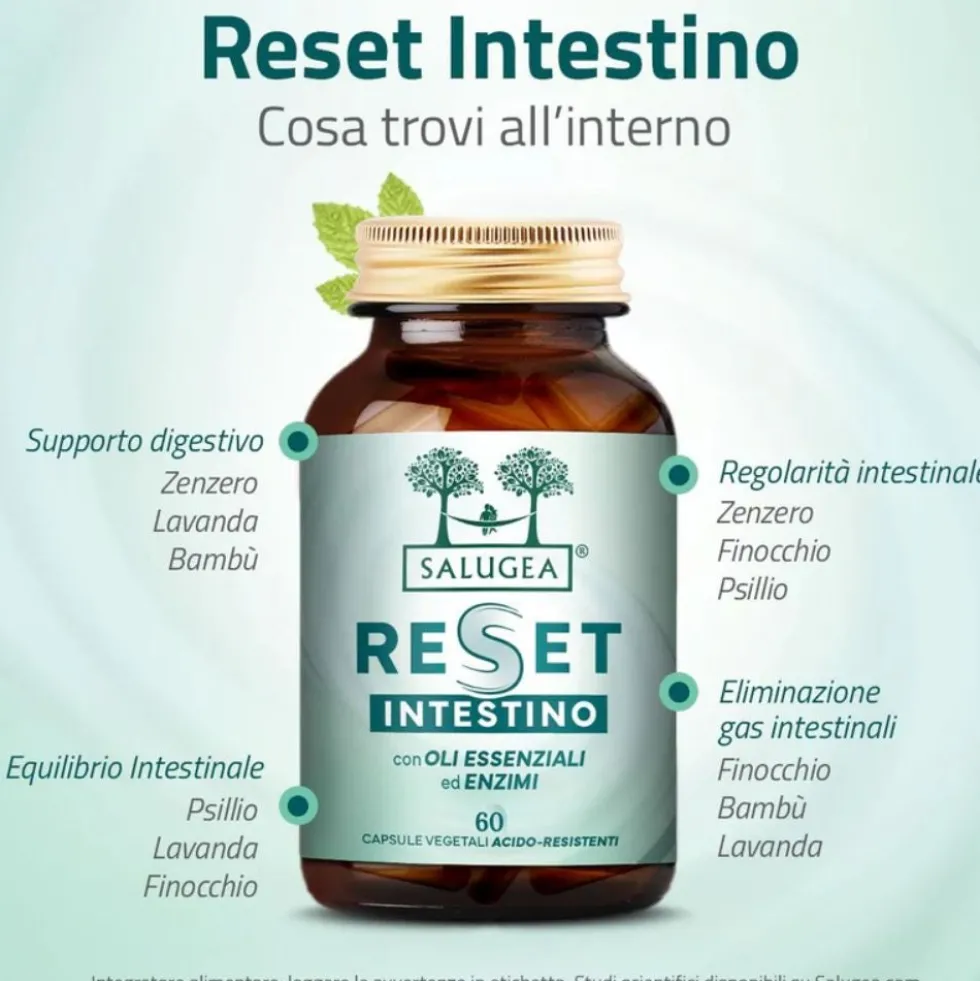 Salugea Reset Intestino Integratore Detox, 60 Capsule Vegetali Acido-Resistenti