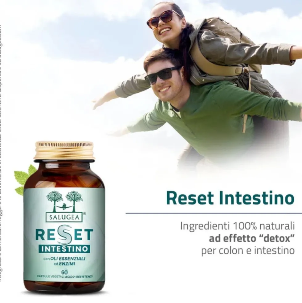 Salugea Reset Intestino Integratore Detox, 60 Capsule Vegetali Acido-Resistenti