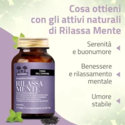 Salugea Rilassa Mente Integratore Buonumore e Lucidità Mentale, 60 Capsule Vegetali
