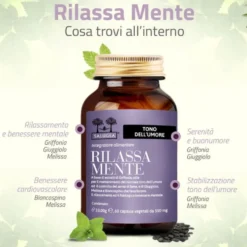 Salugea Rilassa Mente Integratore Buonumore e Lucidità Mentale, 60 Capsule Vegetali
