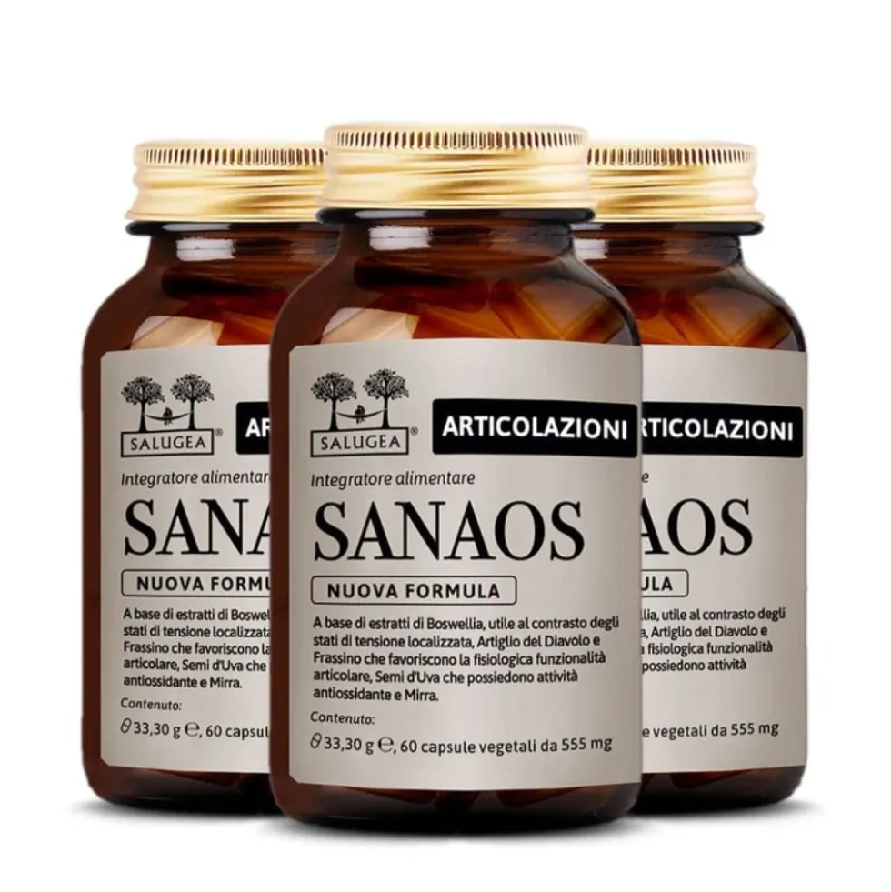 Salugea Sanaos Nuova Formula Integratore Articolazioni Tendini e Legamenti, 60 Capsule Vegetali
