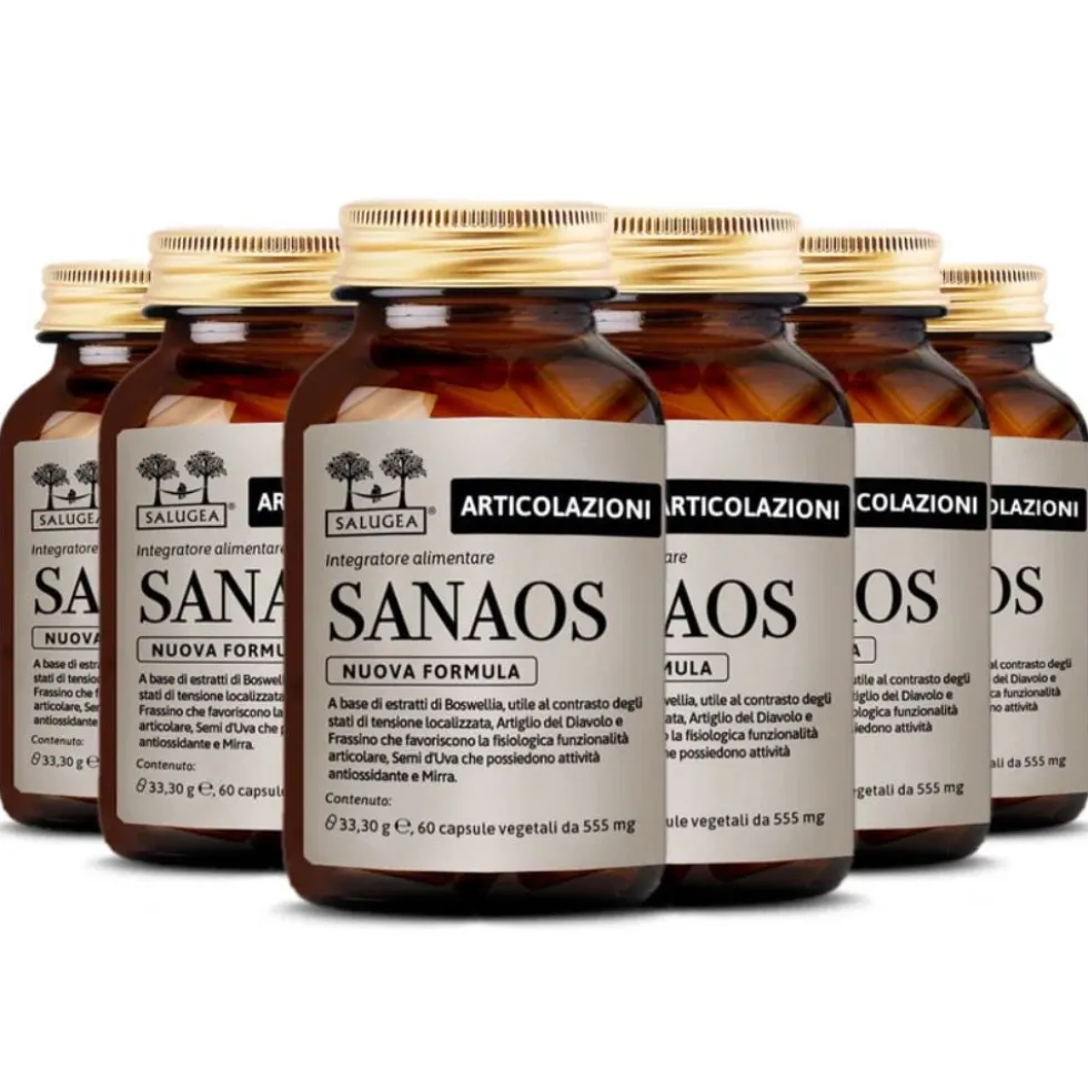 Salugea Sanaos Nuova Formula Integratore Articolazioni Tendini e Legamenti, 60 Capsule Vegetali