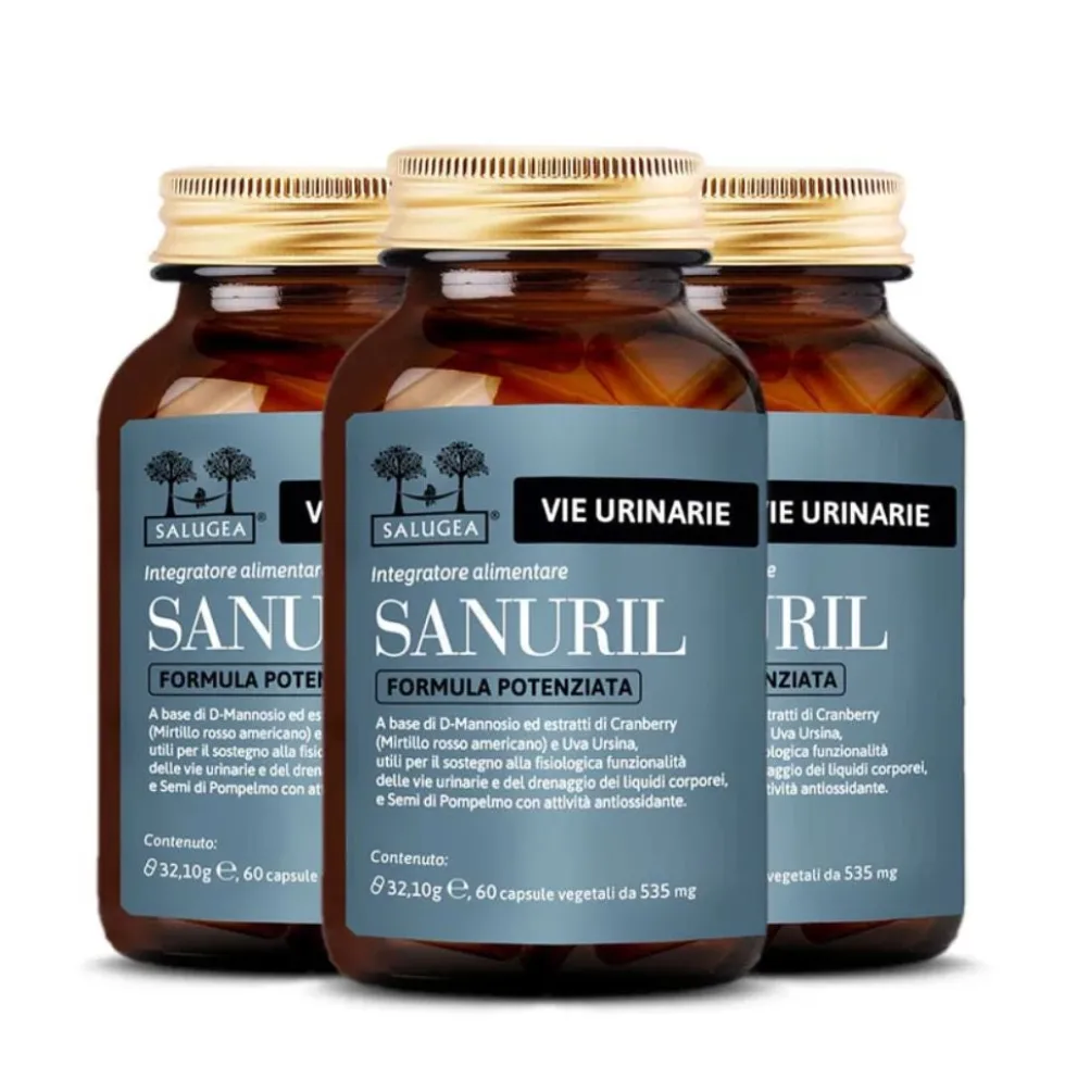 Salugea Sanuril Formula Potenziata Integratore Vie Urinarie, 60 Capsule Vegetali