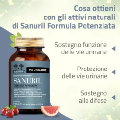 Salugea Sanuril Formula Potenziata Integratore Vie Urinarie, 60 Capsule Vegetali