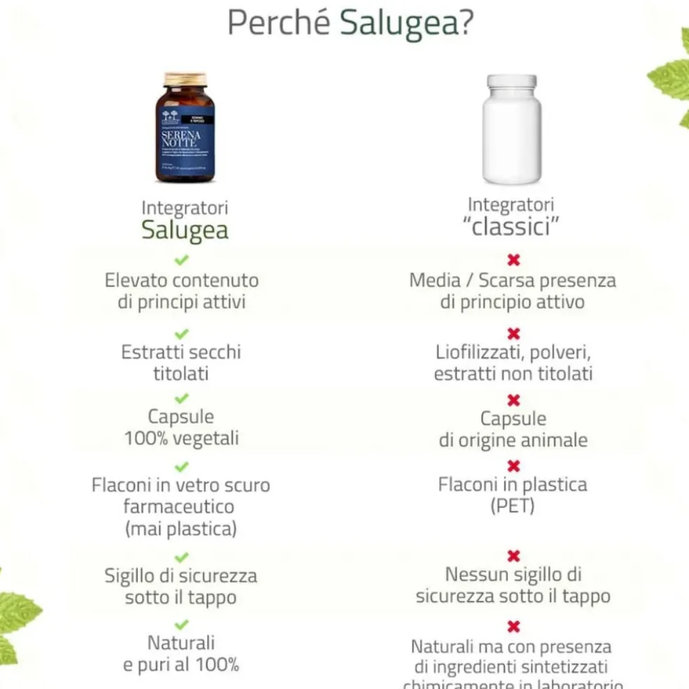 Salugea Serena Notte Integratore per Dormire Bene, 60 Capsule Vegetali