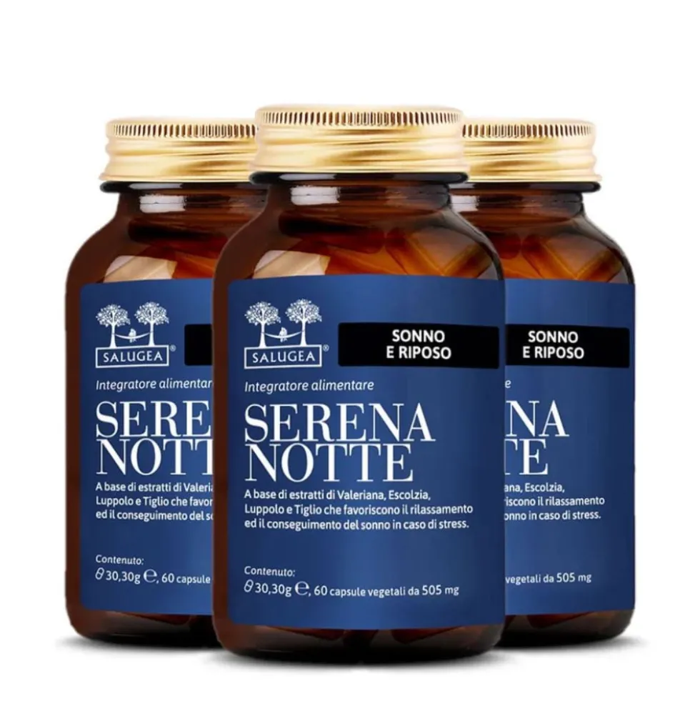 Salugea Serena Notte Integratore per Dormire Bene, 60 Capsule Vegetali