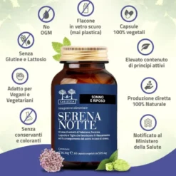 Salugea Serena Notte Integratore per Dormire Bene, 60 Capsule Vegetali