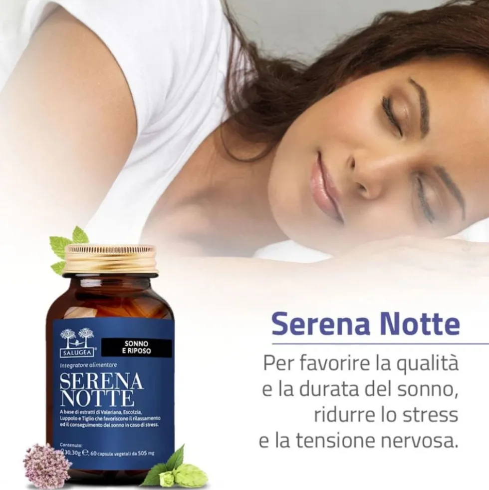 Salugea Serena Notte Integratore per Dormire Bene, 60 Capsule Vegetali