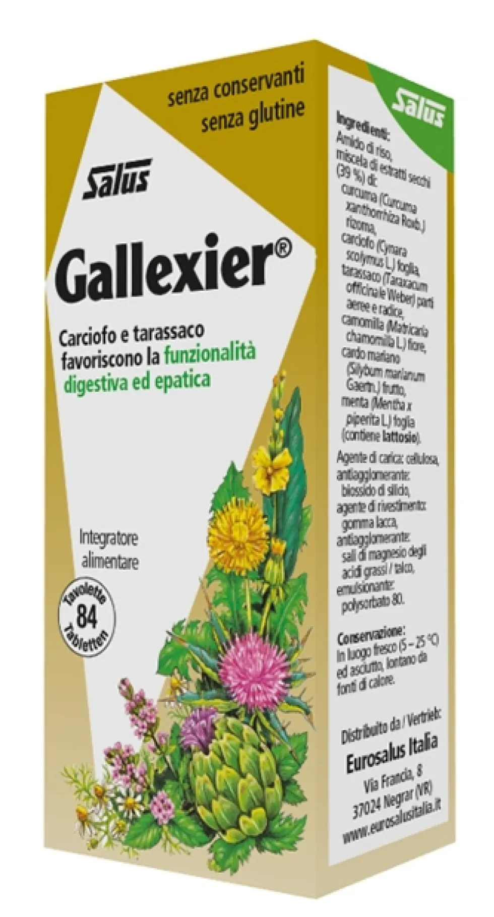 Salus Haus Gallexier - Integratore digestivo Gallexier per la funzione epatica, 84 tavolette