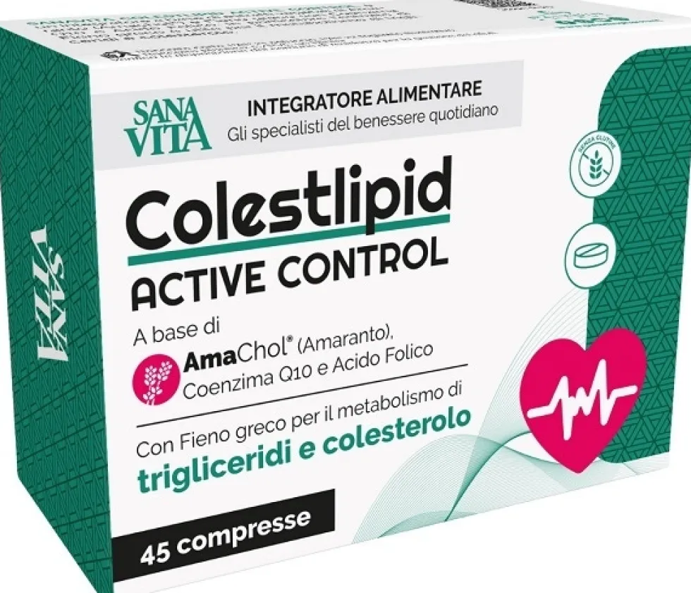 Sanavita Colestlipid Active Control Integratore per il metabolismo del colesterolo, 45 compresse
