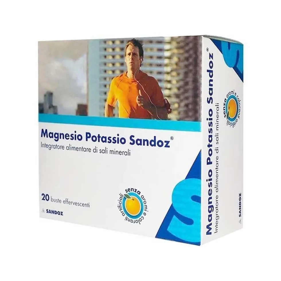Sandoz Magnesio Potassio Integratore Alimentare di Sali Minerali, 20 bustine