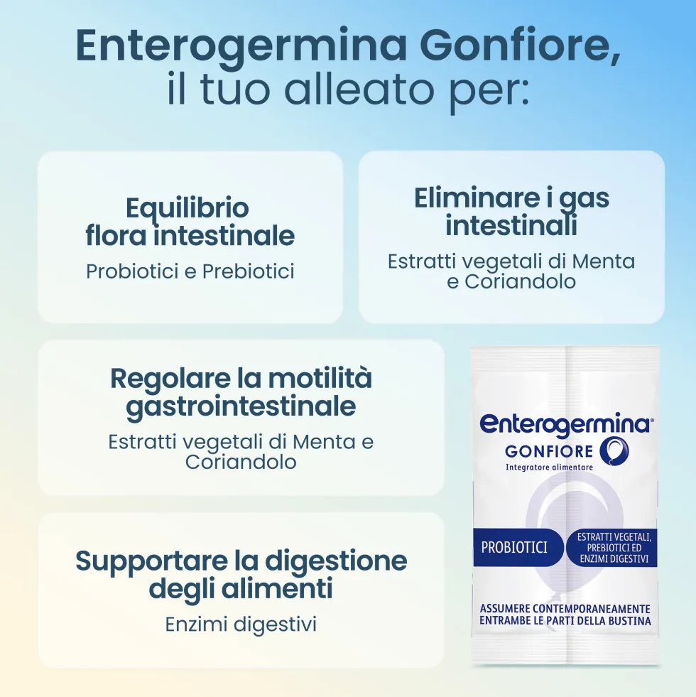 Sanofi Enterogermina Gonfiore Integratore Alimentare, 10 Bustine