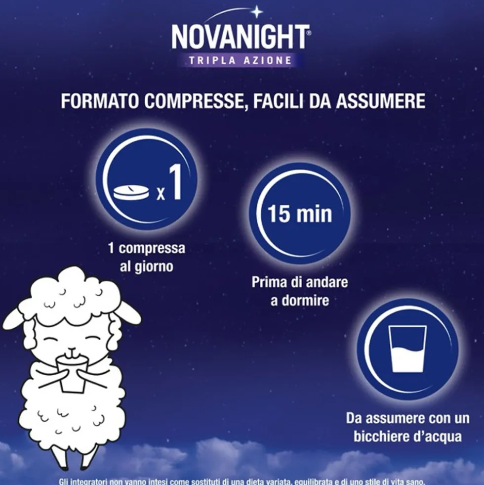 Sanofi Novanight - Tripla Azione Integratore a Rilascio Rapido, 60 Compresse