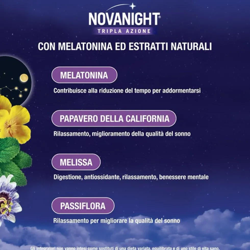 Sanofi Novanight - Tripla Azione Integratore a Rilascio Rapido, 60 Compresse