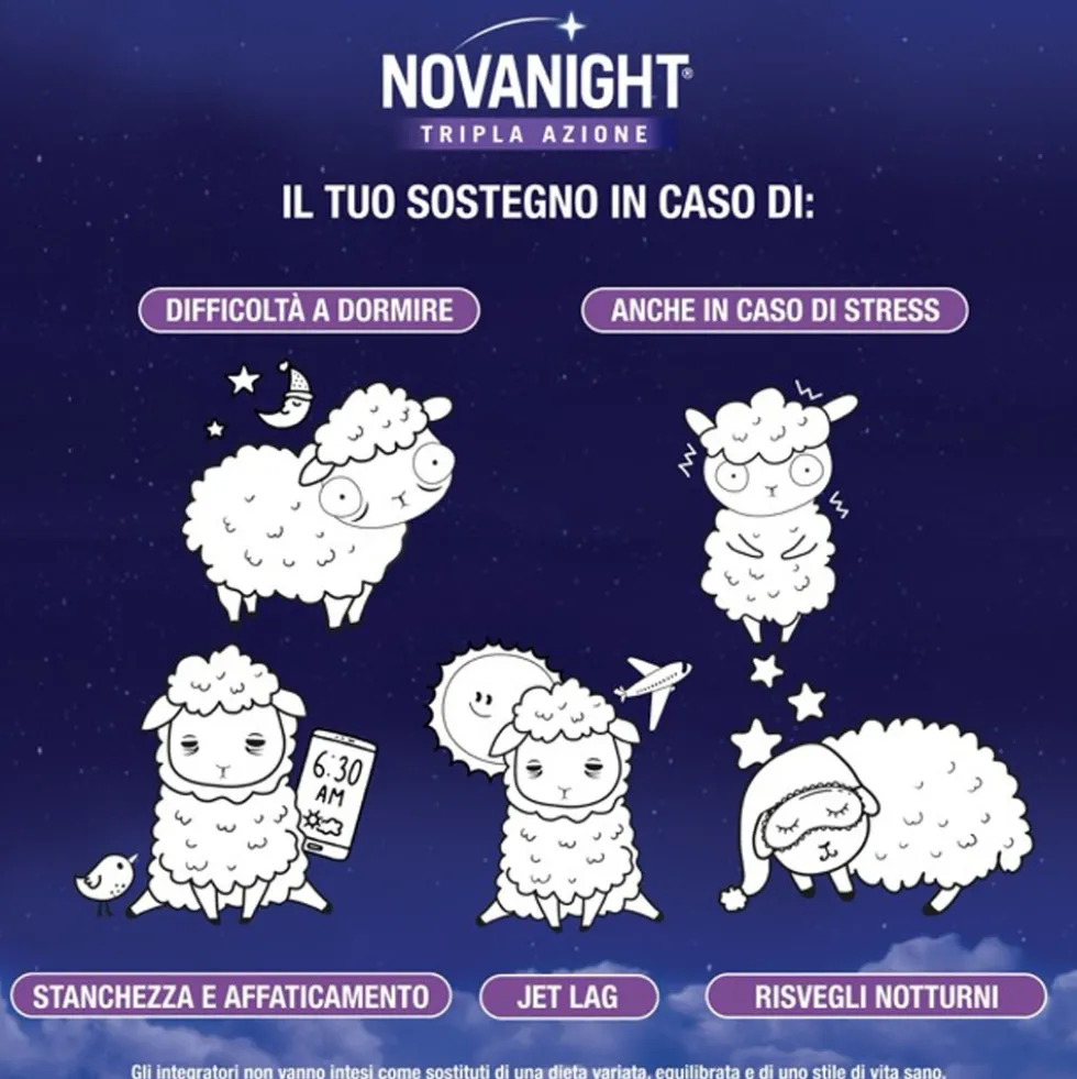 Sanofi Novanight - Tripla Azione Integratore a Rilascio Rapido, 30 Compresse
