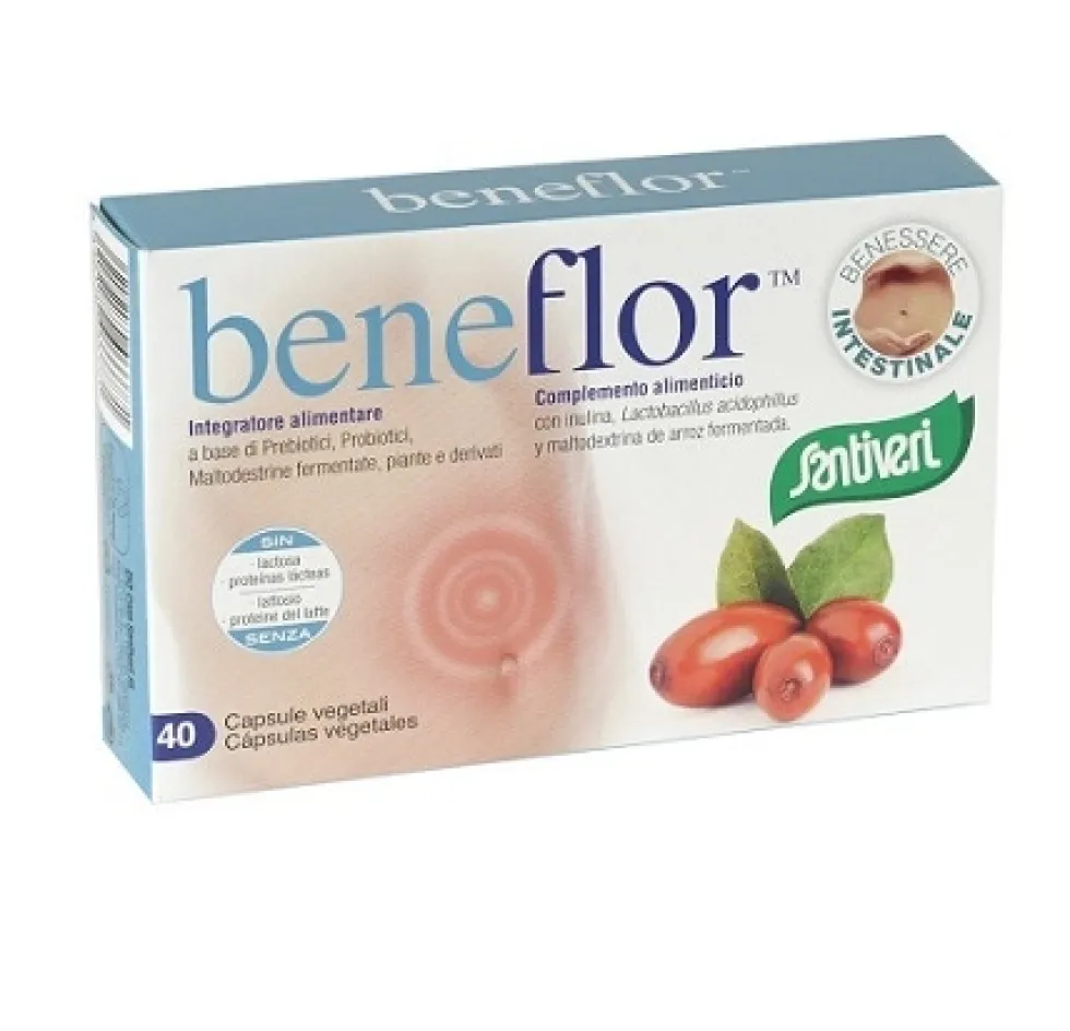 Santiveri Beneflor - Integratore in capsule vegetali Santiveri per la flora intestinale, 40 capsule