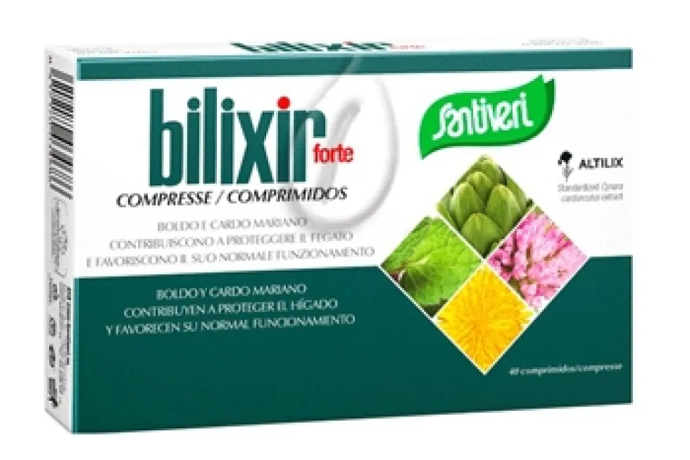 Santiveri Bilixir Forte con Altilix - Integratore digestivo Santiveri per il fegato, 40 compresse